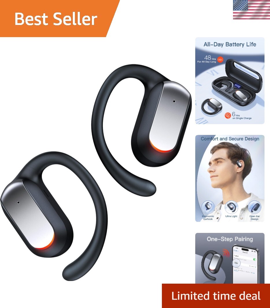 Open Ear Headphones Wireless Earbuds 48Hrs Playtime Bluetooth 5.4 Ear buds wi...-image