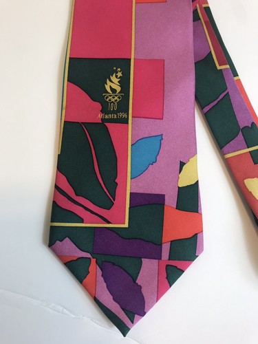 RM Sport 100% Silk Men's Necktie Tie-1996 Atlanta Olympic Games-NICE - Picture 4 of 6