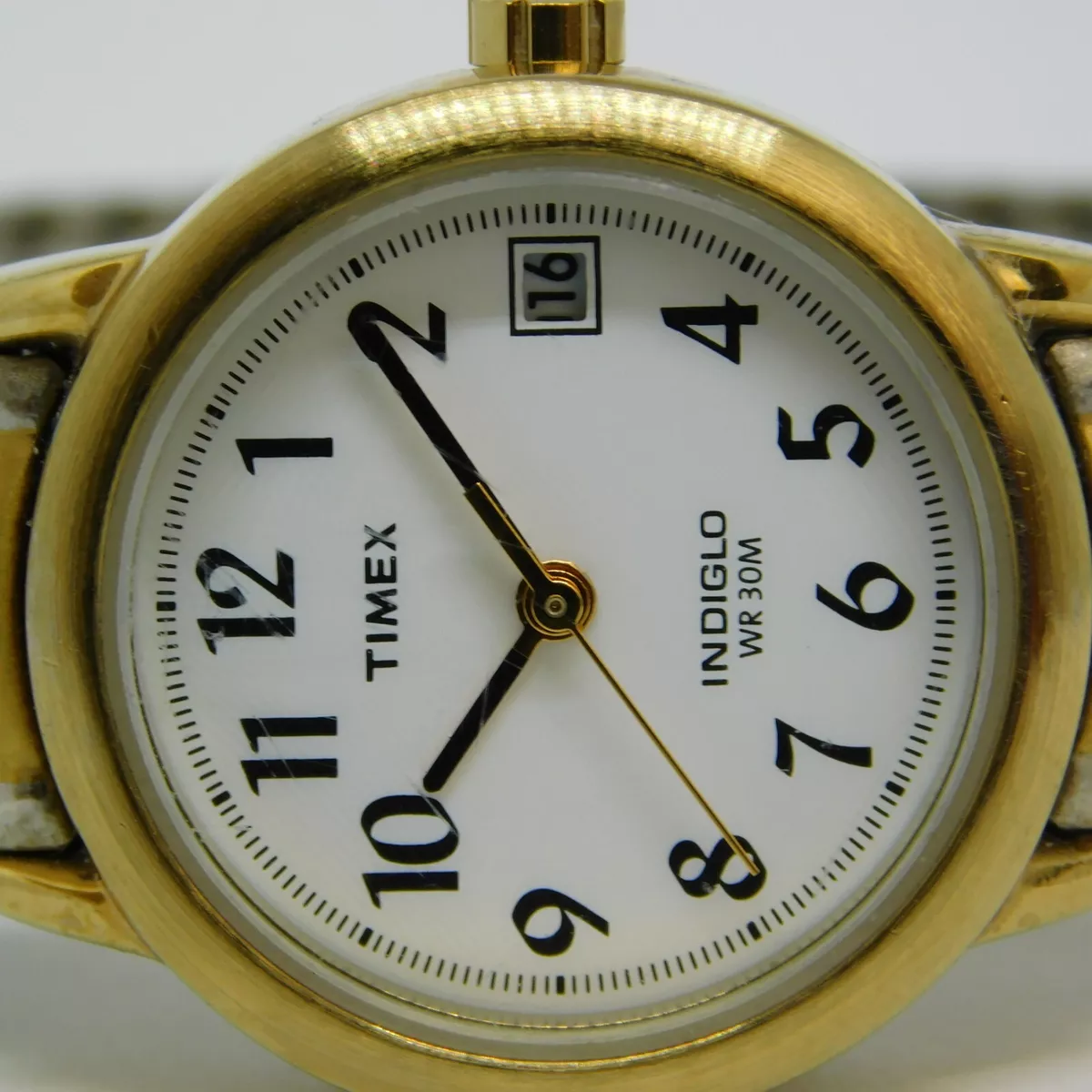 Timex T2H381 Indiglo WR 30M Two Tone Quartz Women s Watch Sz. 5 3