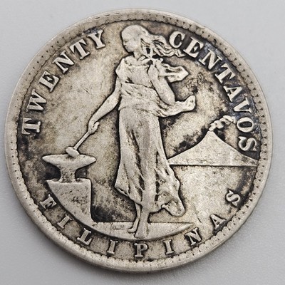 アメリカ領フィリピン 1905年 S 20Centavos 銀貨 1905-S USA Philippines 20 Centavos NGC AU Details Cleaned | eBay