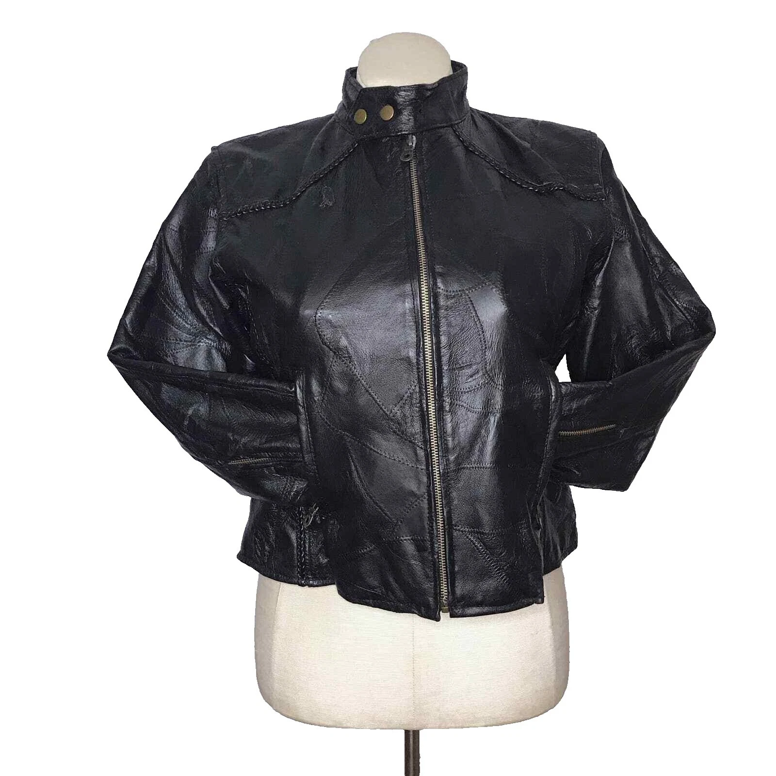Chaqueta de Cuero Punk Vintage abrigos, chaquetas y chalecos para Mujeres