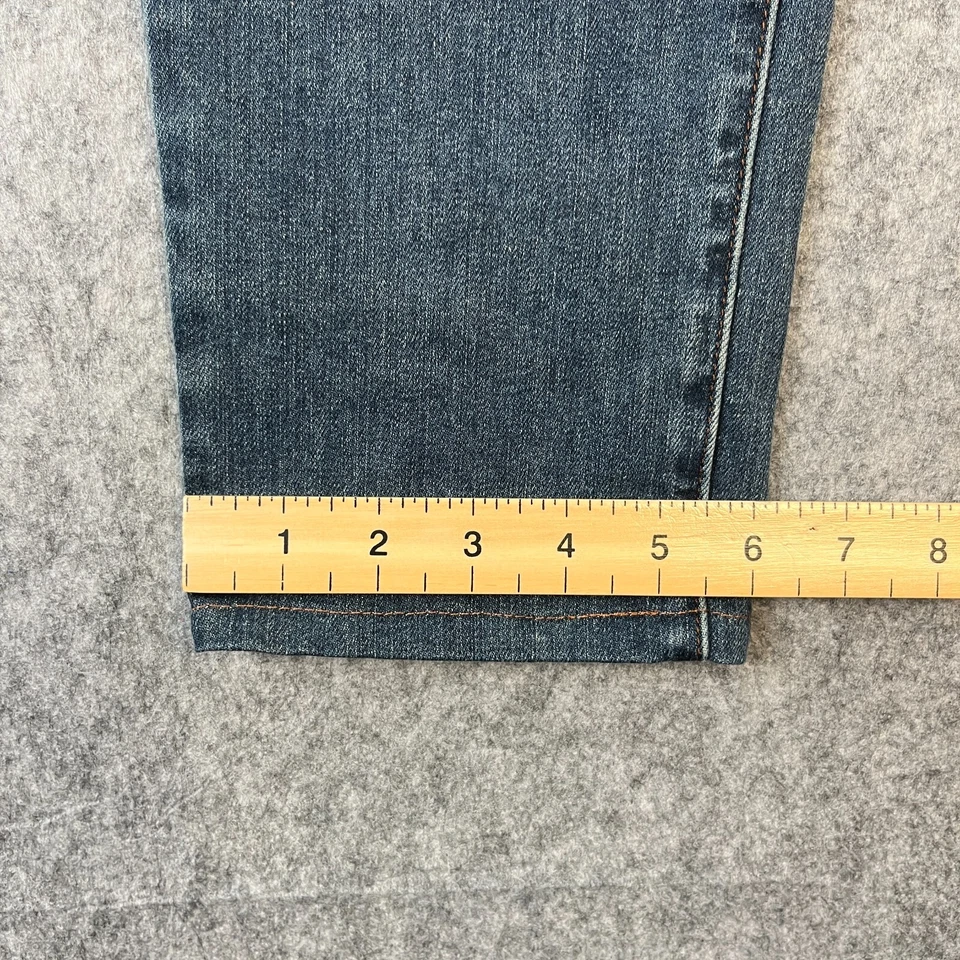 Pantalones de mezclilla para mujer Armani W30 L32 calce cónico azul oscuro lavado desteñido elástico cremallera mosca J18 Foto 4 de 4