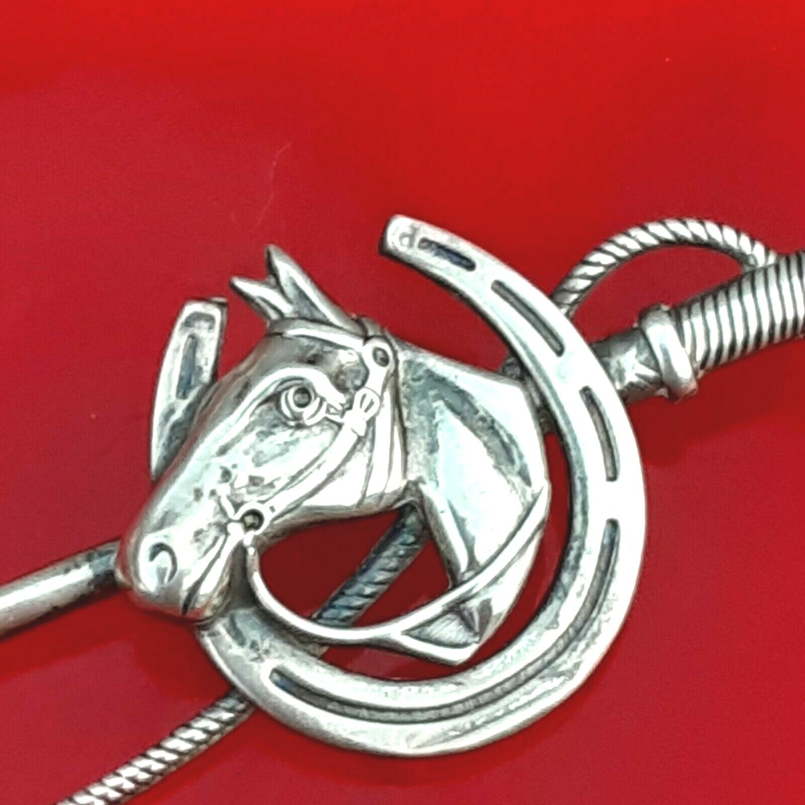 Vintage Sterling Silver Equestrian Horse Whip Horse S… Gem