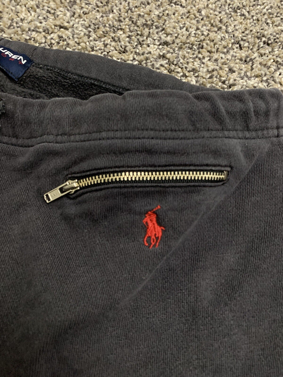 Felpa uomo Polo Sport Ralph Lauren vintage anni 90 taglia L nera joggers rosso pony