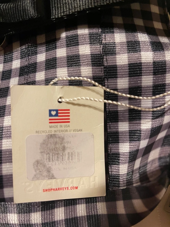 Bolso sin asas Harveys cinturón de seguridad negro/blanco con lazo plegable de guinga nuevo con etiquetas Foto 4 de 4