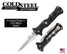 Cold Steel 3" Folding Knife Counter Point 2 AUS8A Steel Tri-AD Lock 10AC