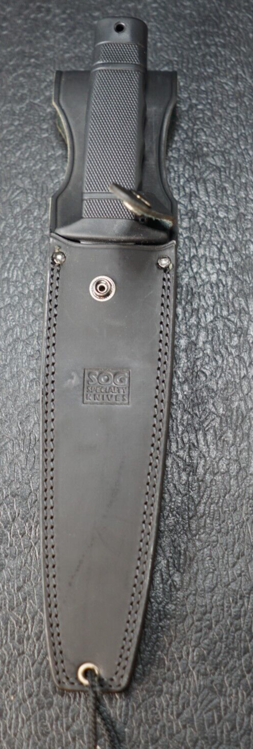 SOG Specialty Bowie Knife Tigershark w/ Leather Sheath Box Seki Japan