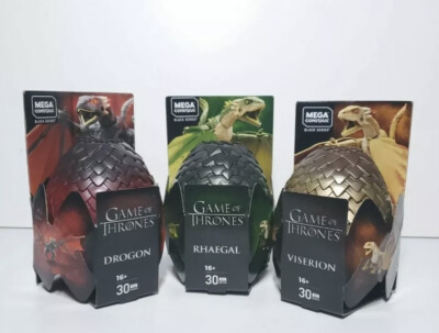 Mega Construx Black Series GAME OF THRONES 3 Dragon Eggs Drogon Rhaegal Viserion