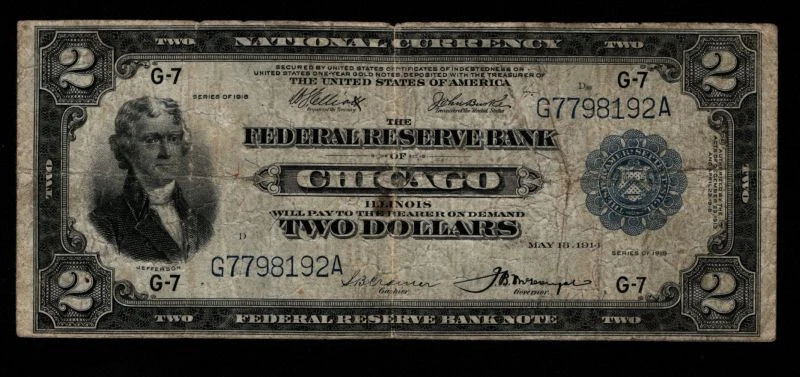 $2 1918 Federal Reserve Battleship from the Chicago district Bank Note - Image 4 of 4