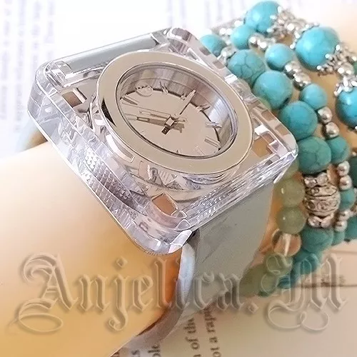 NWT TORY BURCH Ash Blue Izzie Square Watch TRB3004