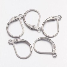 BULK Ear Wires Leverback Ear Wires Silver Earring Wires Stainless Steel 24pcs