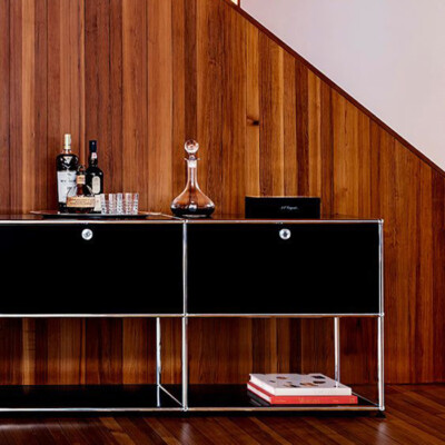 Modern Storage Cabinet Shelf Metal Sideboard Classic Style Modular Section