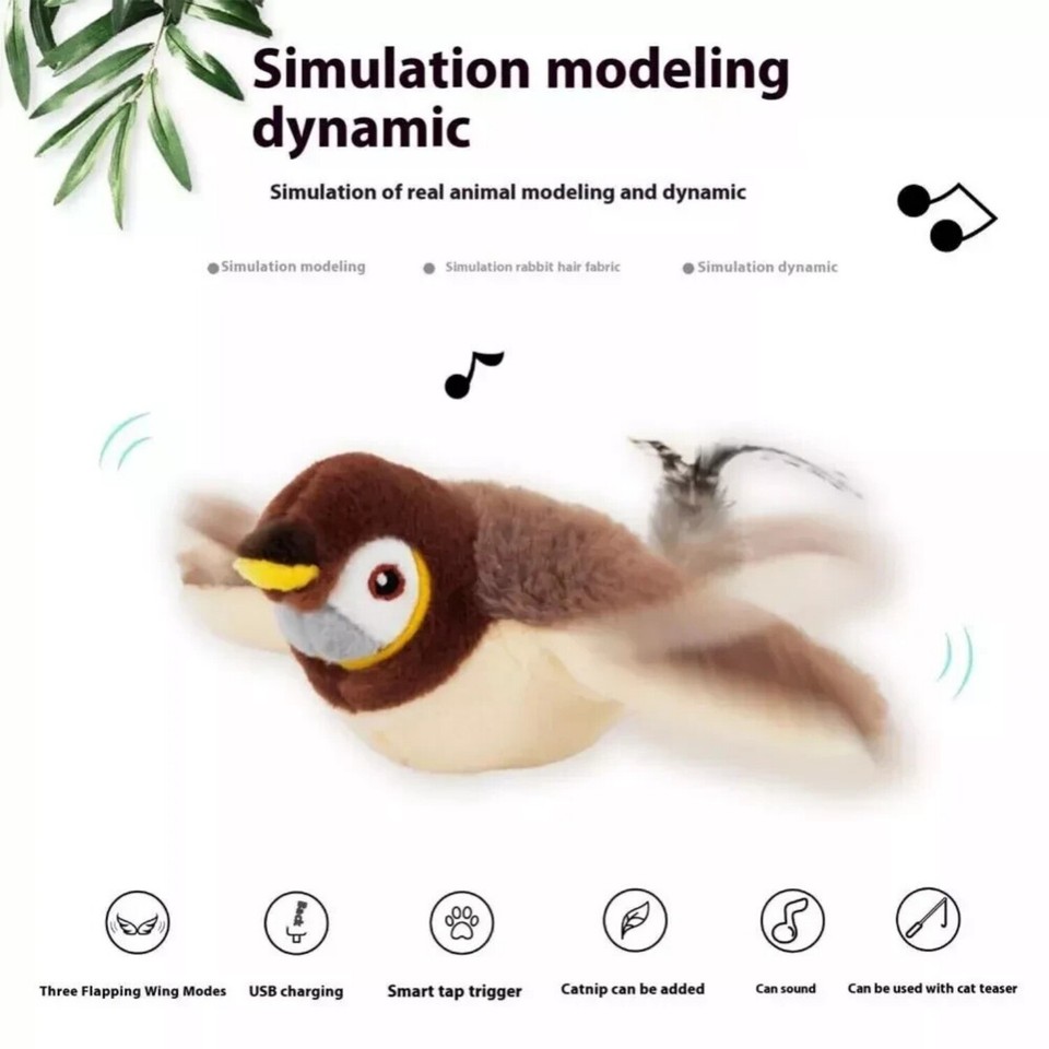 Interactive Flying Bird Cat Toy - USB-Powered Electronic Pet Sparrow Simulation 10 thumbnail image
