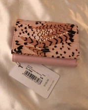 Ted Baker London Ferel Sunburst Feather Pink Leather Trifold Wallet NWT