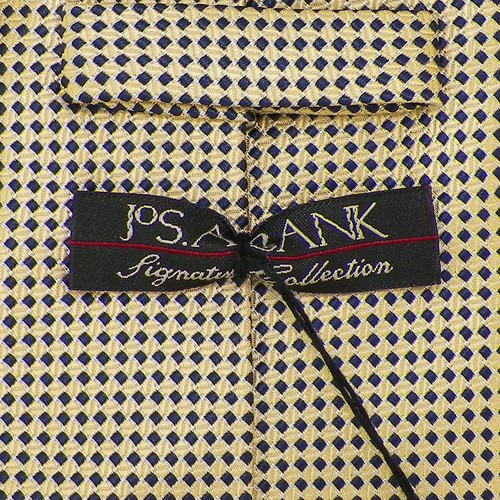 JOS. A. BANK SIGNATURE Mens Yellow Navy CHECKER Self-tipped Woven Silk Tie NWT - Picture 3 of 3