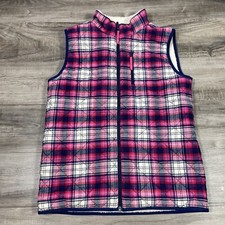 Vineyard Vines Girls Reversible Sherpa Shep Vest Pink Plaid Size XL 16 VGUC