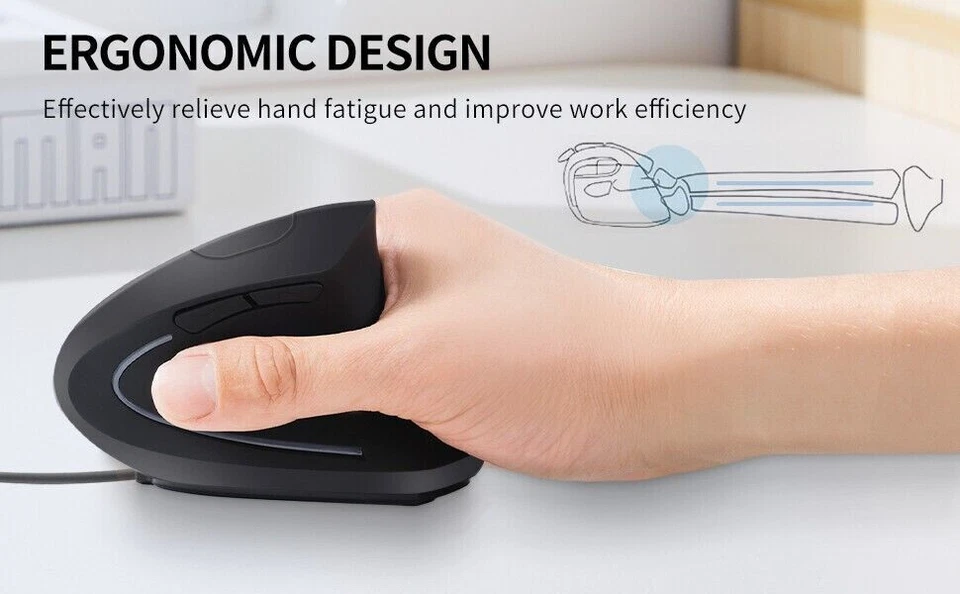 Вертикальная мышь эргономичная беспроводная 2,4 ГГц, 3 регулируемых точки на дюйм 800/1200/1600 - Изображение 4 из 4