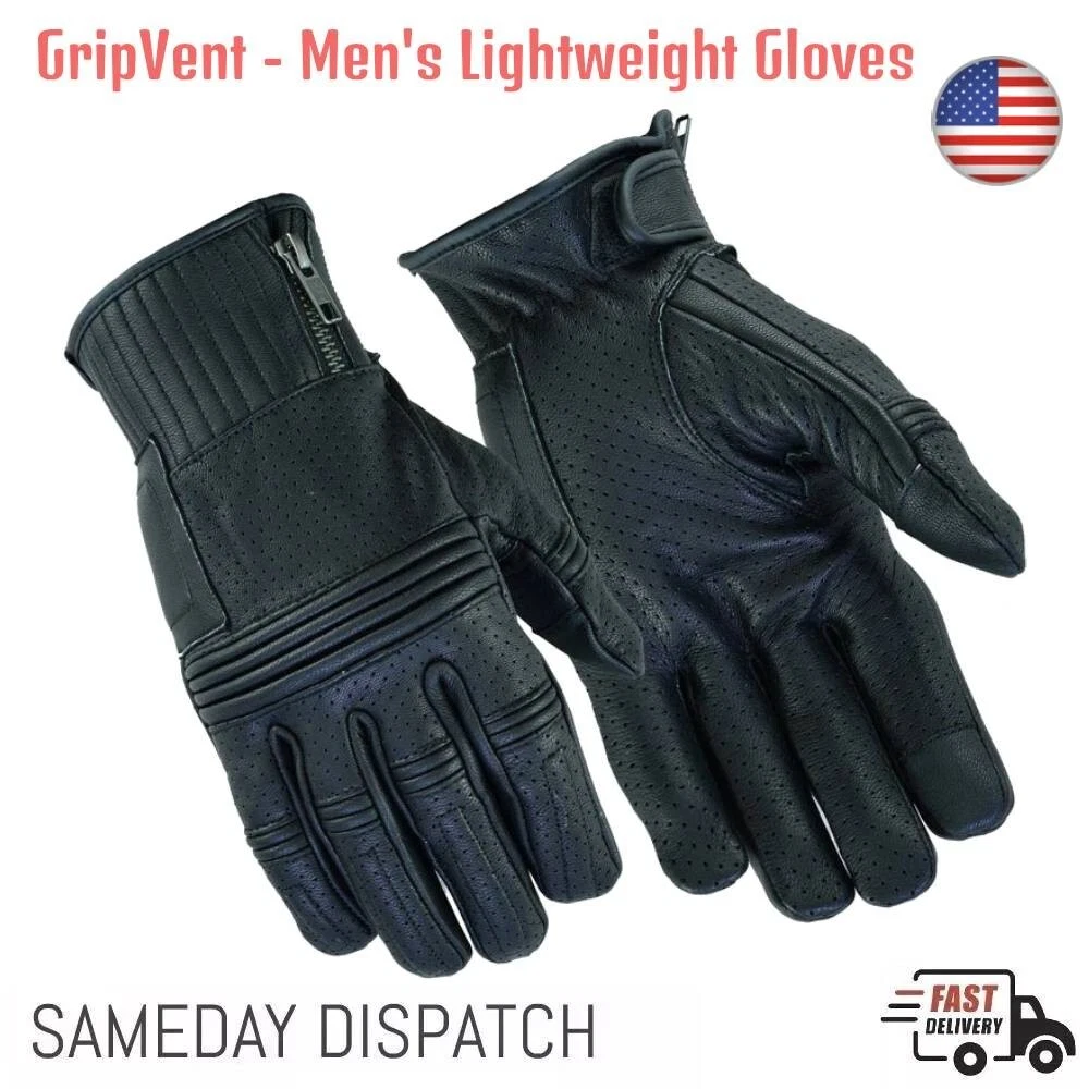 Mens Warm Winter Thermal Lining Leather Gloves Racing Motorcycle Full Finger US