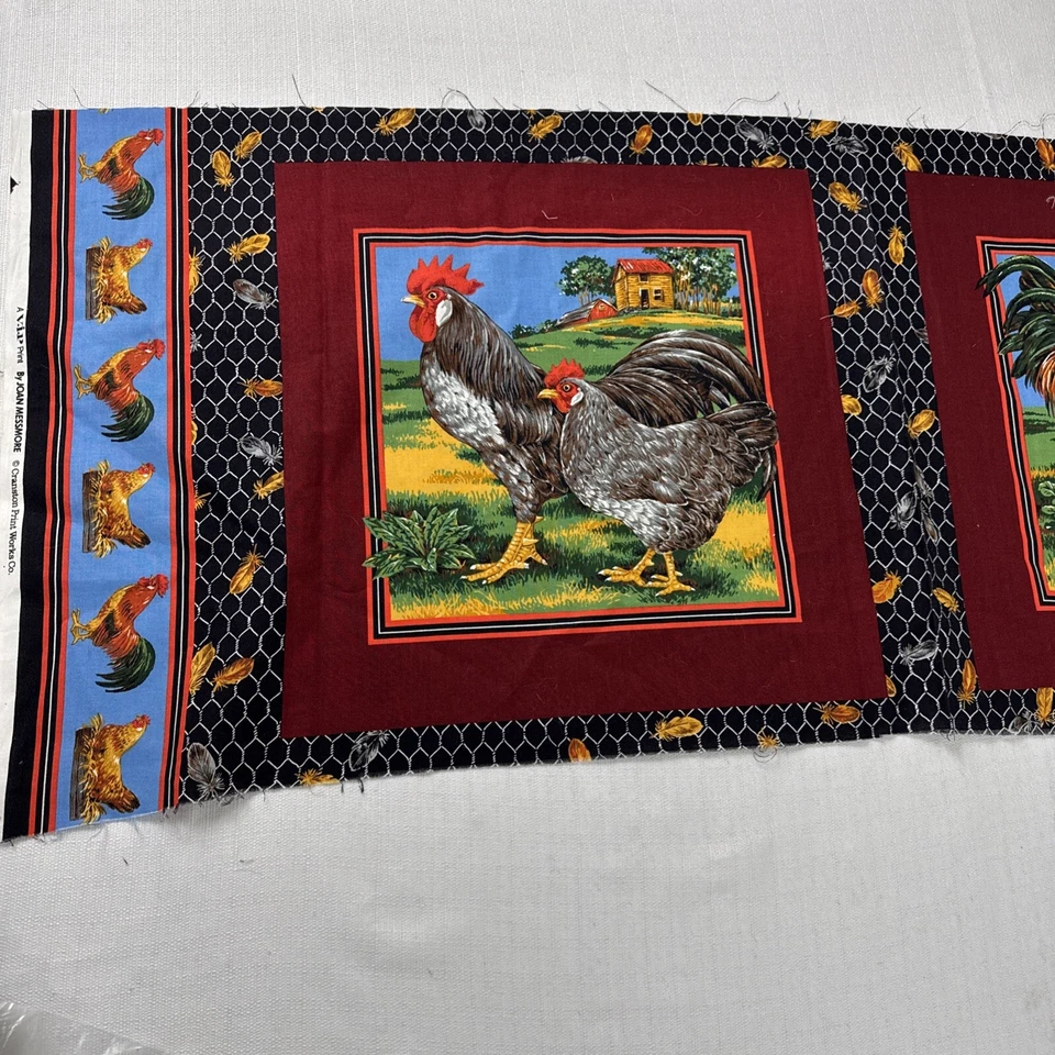 Almohadas con panel estampado de pollo y gallo Cranston acolchado artesanías casa de campo Foto 2 de 4