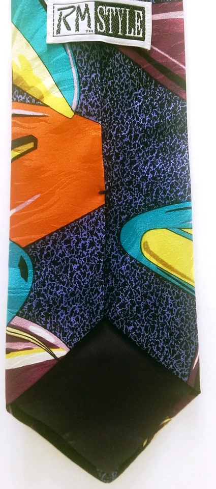 Corbata de seda deportiva vintage Harley Davidson "tanques" colorida motocicleta años noventa Foto 4 de 4