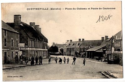 CPA 50 - QUETTREVILLE (Manche) - Place du Château und Route de Coutances