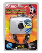 Casio AS-33 Portable Stereo Cassette Player w/ Headphones Bass Boost NEW