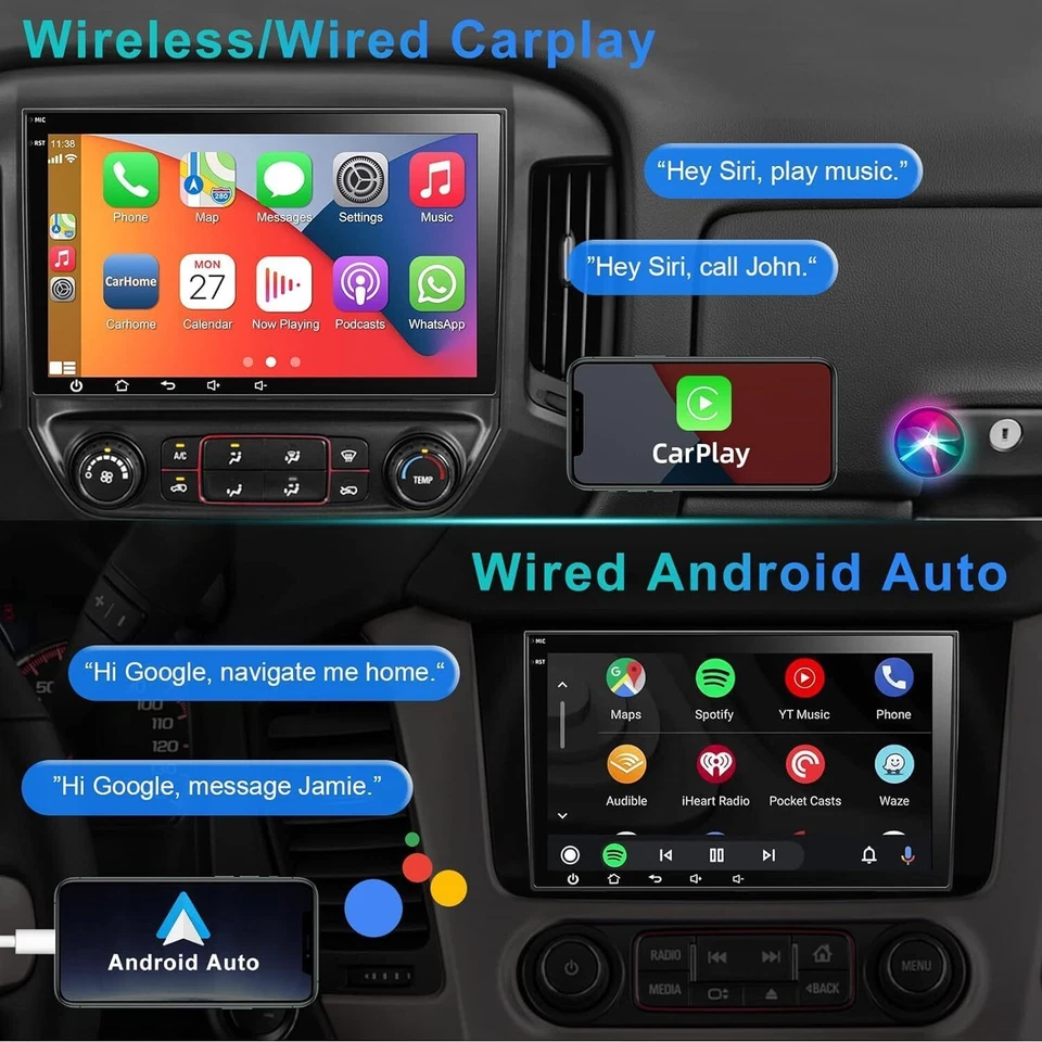 For 2007-2014 Chevy Silverado 1500 2500 Android 12 Car Radio CarPlay GPS Stereo Foto 4 de 4