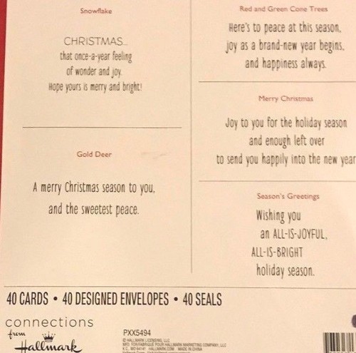 Hallmark 40 Holiday GREETING Cards & Designed Envelopes with Seals Designs - Picture 2 of 2