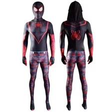 Spider-man Miles Morales Bodysuit Print Jumpsuit Xmas Costume Cosplay Halloween