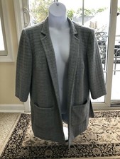Roz Ali Gray Open Quilted Blazer Jacket, Great Condition