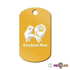 Keeshond Mom Engraved Keychain GI Tag dog kees Many Colors