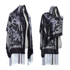 New Spring New Velvet Shawl Pashmina Black Hijab Women Luxury Striped Scarf Lady