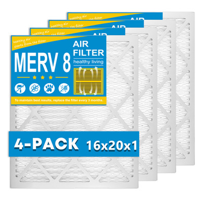16x20x1 MERV 8 Pleated Air Filter HVAC AC Furnace Electrostatic MPR 600 4Pack