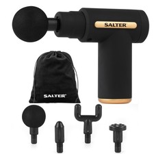 Salter Mini Massage Gun 4 Different Heads LCD Panel Handheld Muscle Relief Black