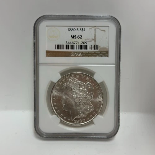 1880-S U.S. Silver Morgan Dollar Coin MS62 NGC Certified