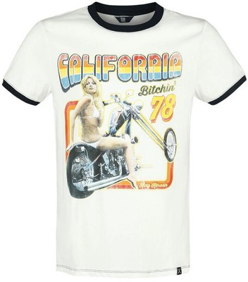 King Kerosin T-Shirt Herren California schwarz/weiß Biker, Rockabilly, Rockwear
