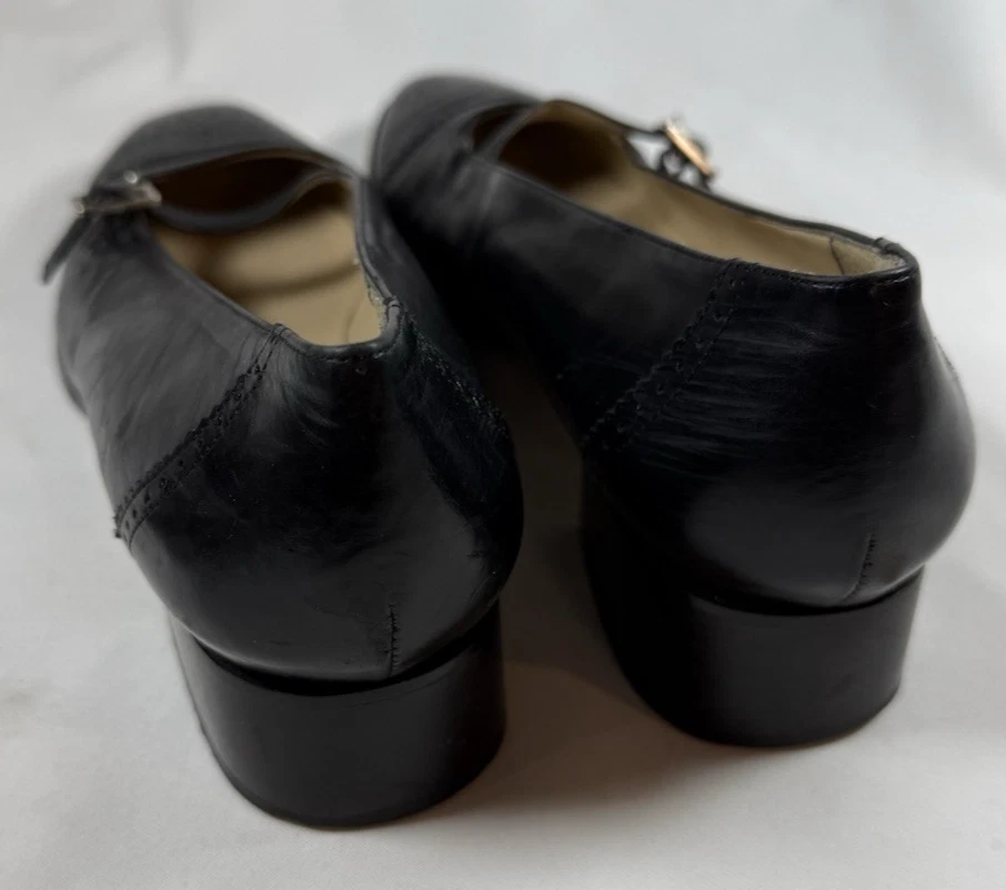 Vtg Talbots Square-Toe Leather Loafers Sz 9 M Block Heel Buckle Academia Preppy - Image 4 of 4