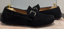 Prada Navy Suede Drivers Loafers Shoes Mens 9.5 Buckle Straps w/Prada Logo Comfy