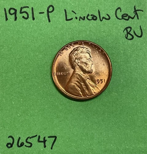 1951-P Lincoln Wheat Cent / Penny 1c BU US Coin See Pictures