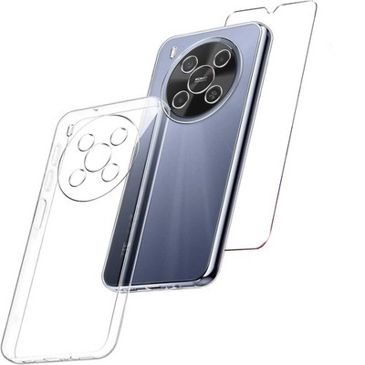 Für ZTE Blade V70 Max Silikon TPU Schutz Handy Hülle Transparent + H9 Hart Glas