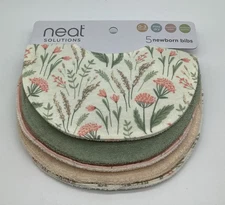 Neat Solutions Infant Bibs 0- 3 Months Pink Spring Flowers 5 Pack NEW With Tags