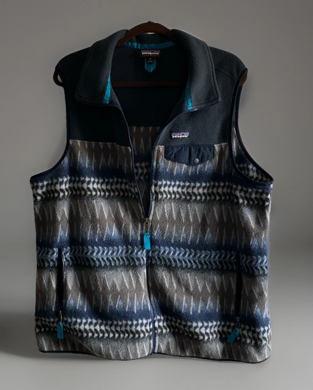 Patagonia Synchilla Snap-T Vest Mens XL Zip Southwestern Aztec Geometric 25500
