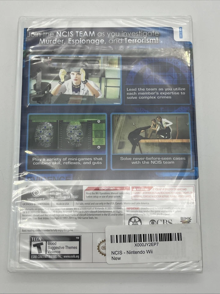 NCIS for Nintendo Wii Brand New Sealed - Ubisoft 2011 CBS Studios Teen T - Image 2 of 2
