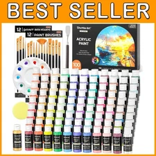 Vibrant Acrylic Paint Set - 100 Colors + Brushes & Palette