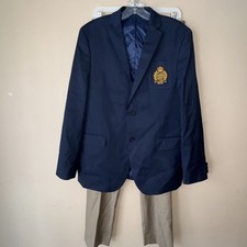 EUC Lauren Ralph Lauren Boy's LRL Crest Blazer Navy Size 20R