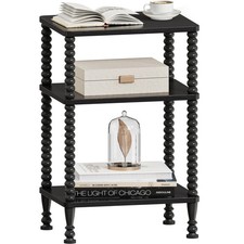 Side Table, 3-Tier Small End Table, Tall Accent Table with Storage Shelf for ...