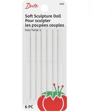 3-Inch Long Eye Doll Hand Needles 6 Count Sharp Stainless Steel for Crafters