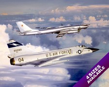 IMPRESIÓN EN LIENZO ARTE HISTORIA MILITAR PINTURA BOMBARDERO RUSO INTERCEPTANDO JET EE. UU.