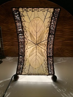 Eangee Hourglass Green Leaf Table Lamp Boho Hippie Plants