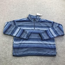 Eddie Bauer Sweater Pullover Womens S Blue Striped Quest 2.0 1/4 Zip Fleece